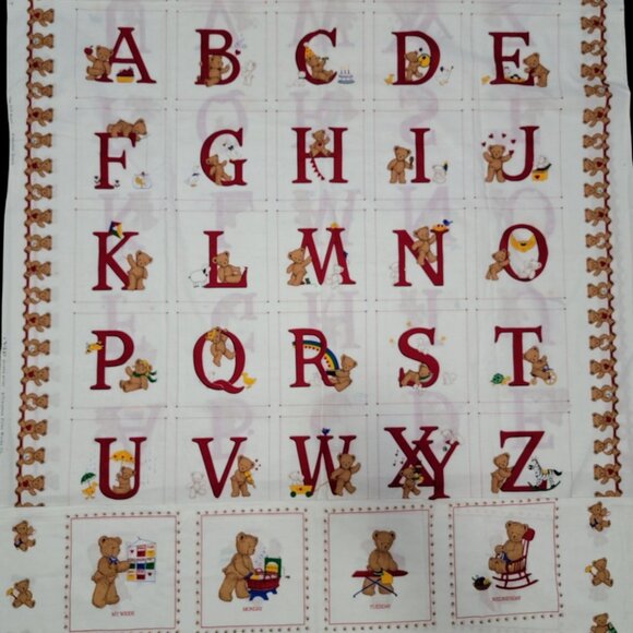 Cranston Print Works The VIP Bears Alphabet Bears & A Bearable Week Fabric - Picture 2 of 6